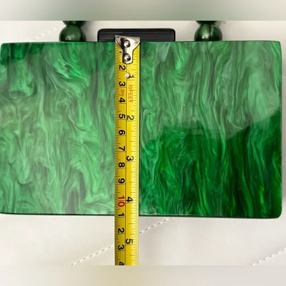 Elegant Green Handbag with Beaded Handle - Picture 11 of 13